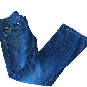 True Religion Y2K vintage wide leg twisted flare jeans, size 25